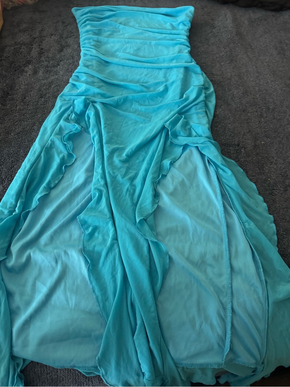 Source Unknown Turquoise Strapless High-Low Dress